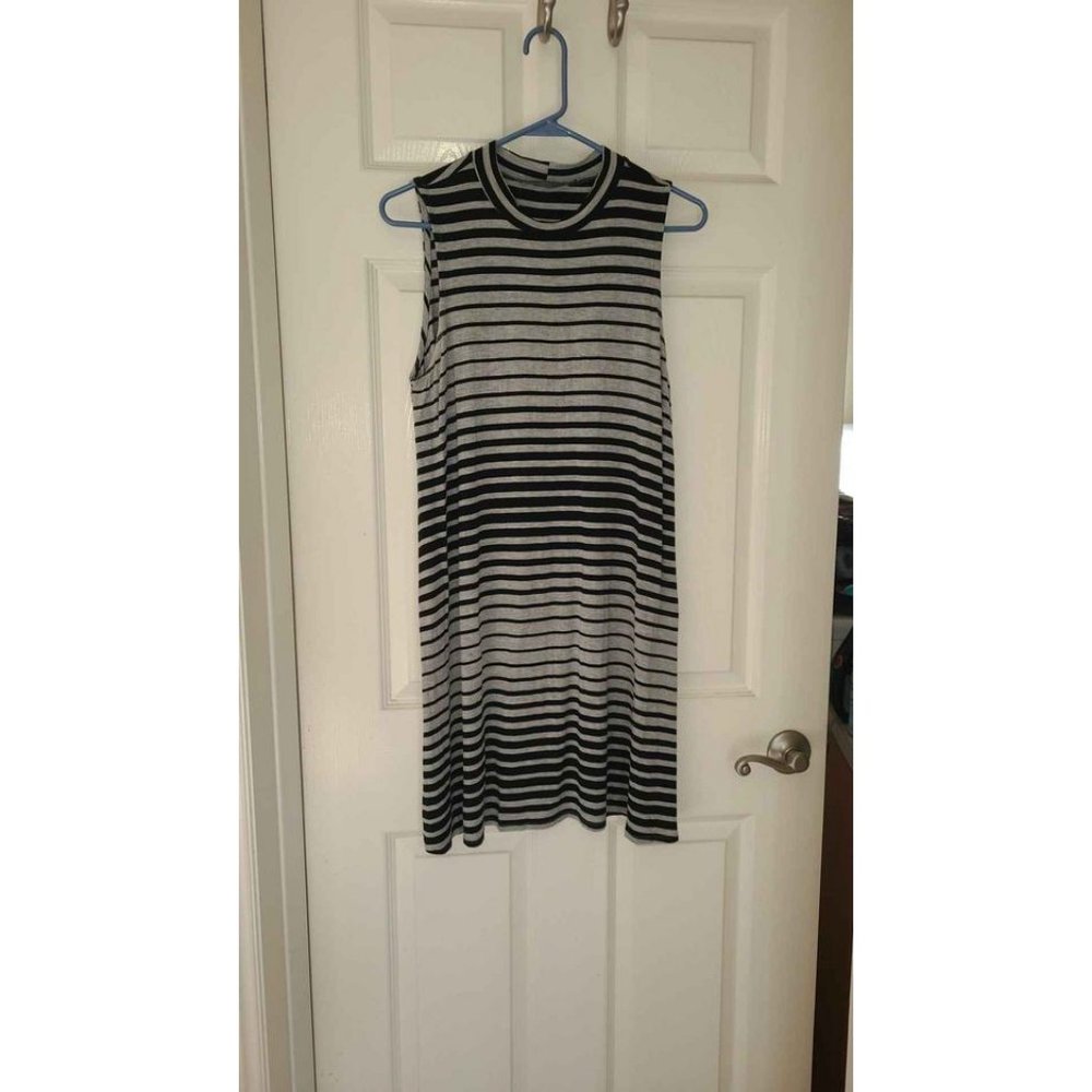 Nik & Nash Mini Black Grey stripe Dress Size M